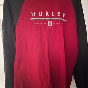Hurley Red and Black Long sleeve henley